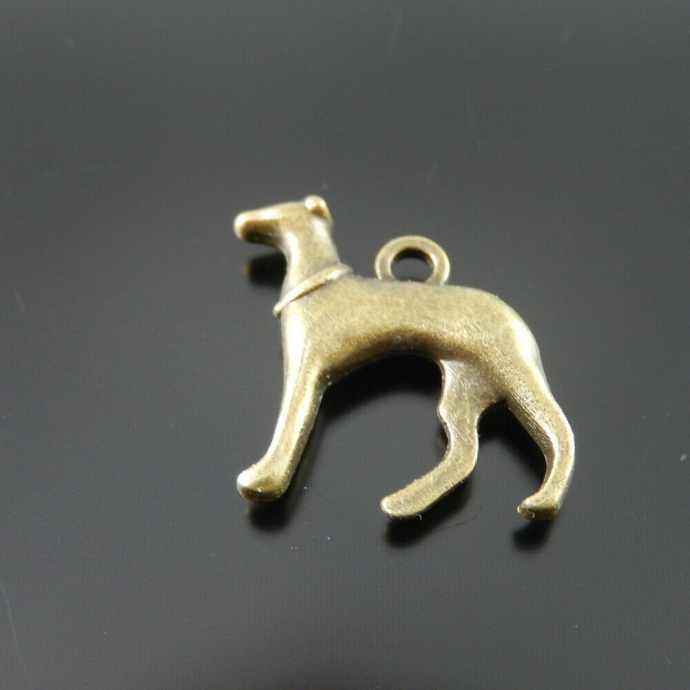 10 PCS Retro Bronze Pet Dog Charm Animal Alloy Pendant Jewelry Crafting 23x19mm