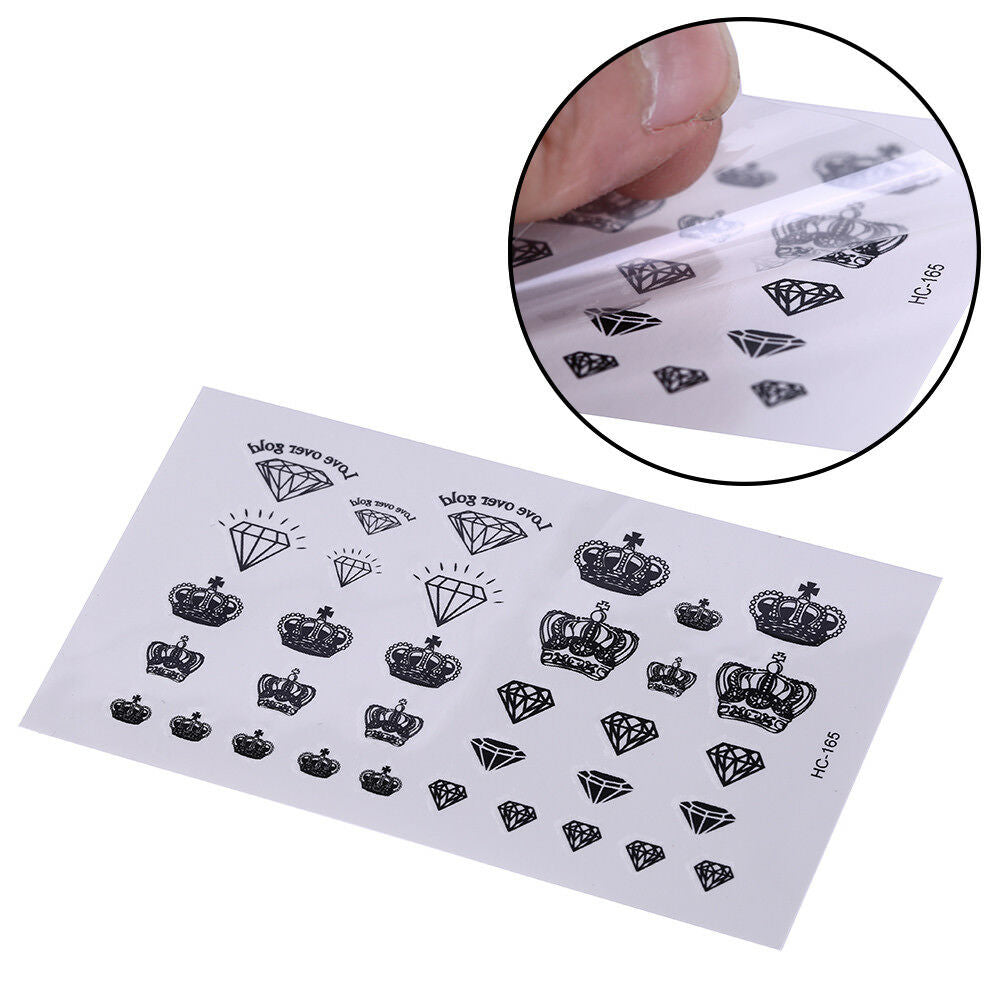 1X Diamonds and Crowns Temporary Tattoos Arm Leg Waterproof Tattoo Stickers BDAU