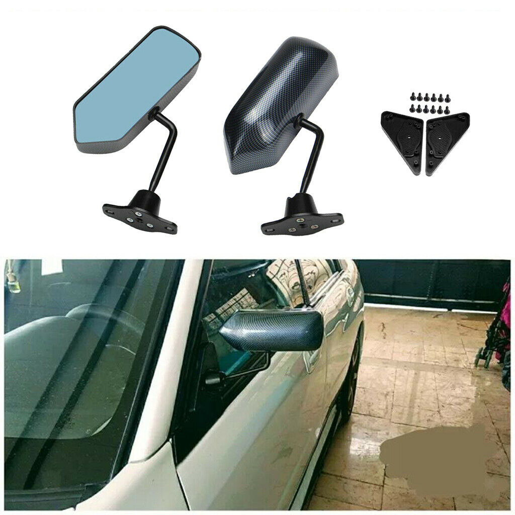 1 Pair Universal F1 Style Side Mirror With Water Proof Blue Glass and Brackets