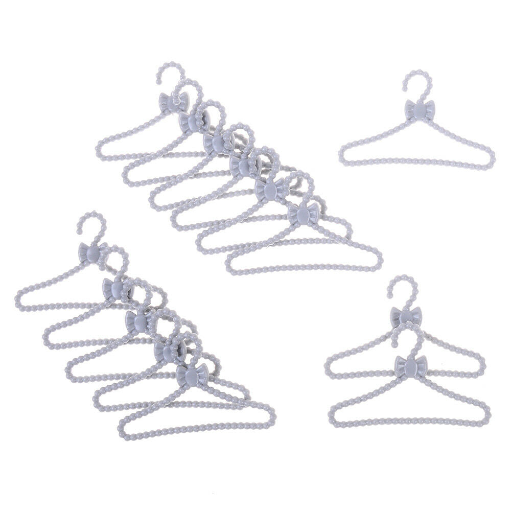 20x mini grau kleiderbügel bowknot design puppenhaus kleid kleidung zubehö.l8