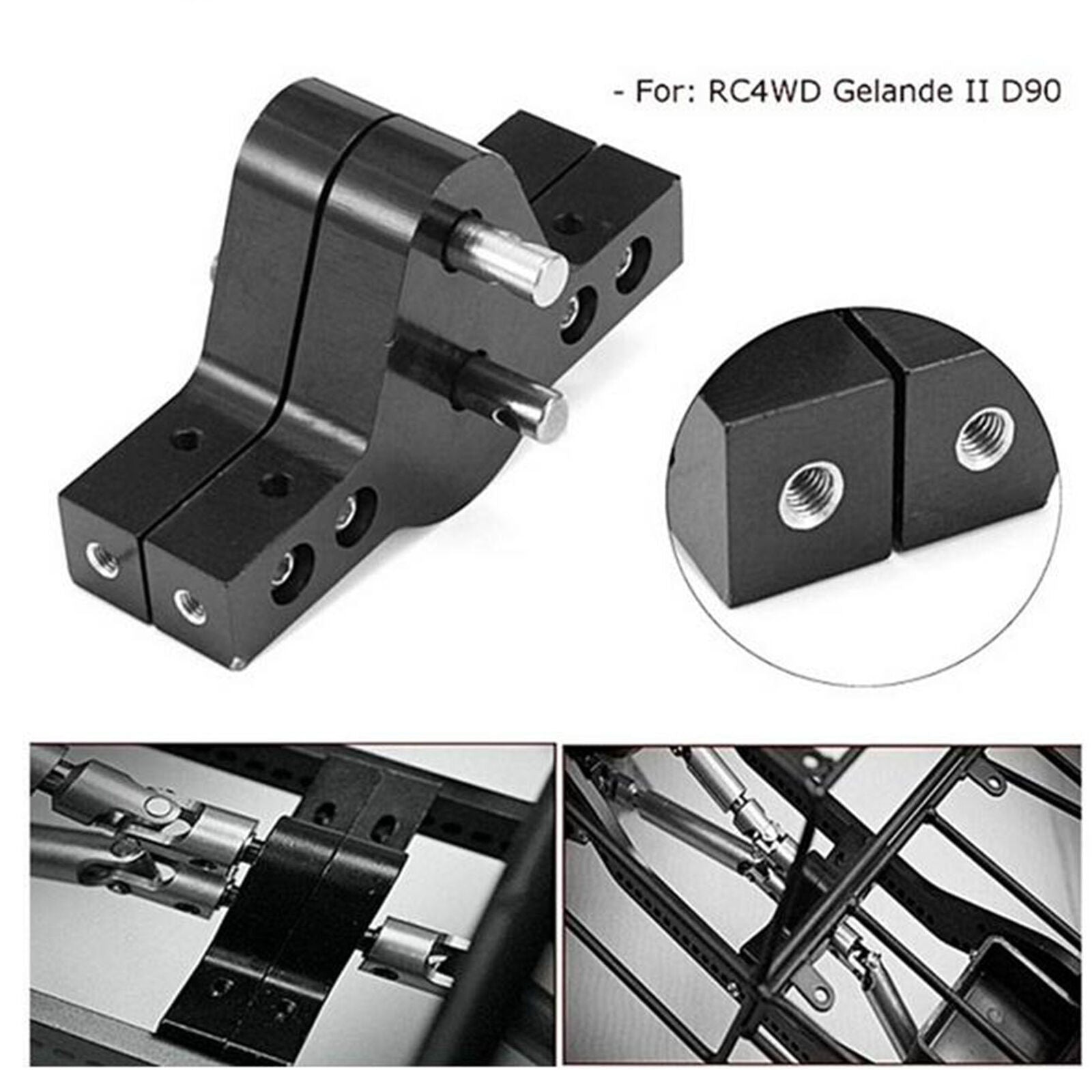Black Metal Transfer Case Gearbox for 1/10 RC Crawler Car D90 Axial SCX10