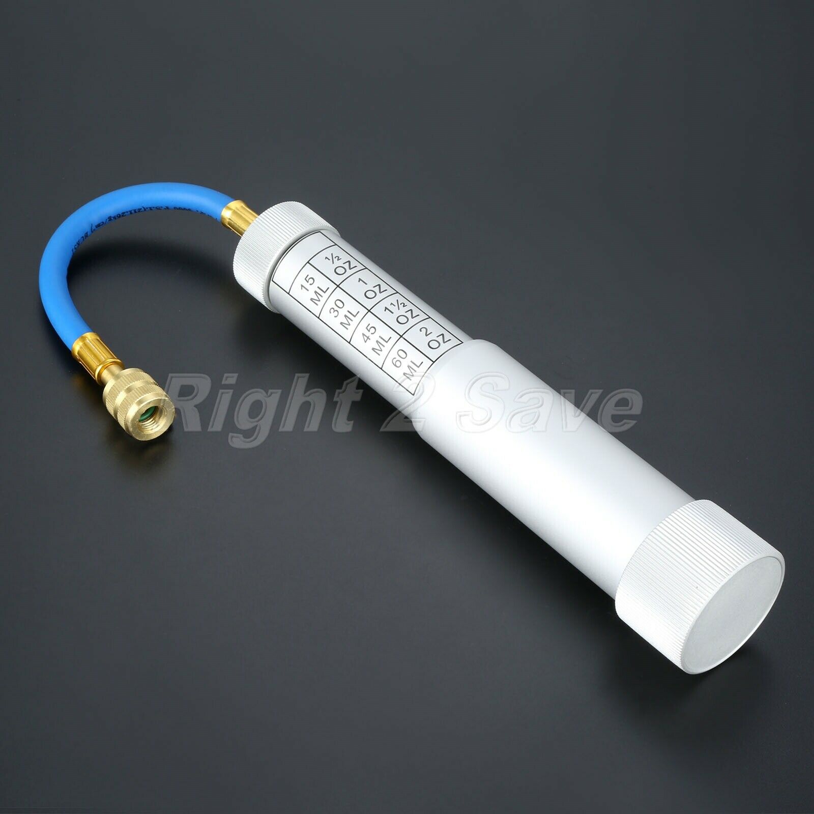 2OZ Car A/C Oil Injector Connections 1/4â€SAE M and F R134a R12 R22 Hand Turn