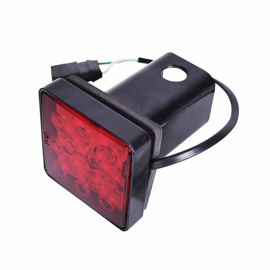 2" Trailer Hitch Receiver Cover 12LED Red Brake Light Stop Lamp Tube Cover w/Pin