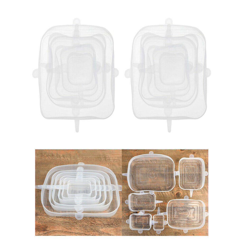 12pcs Silicone Stretch Lids Reusable Kitchen Freezer Safe for Bowls Dishes