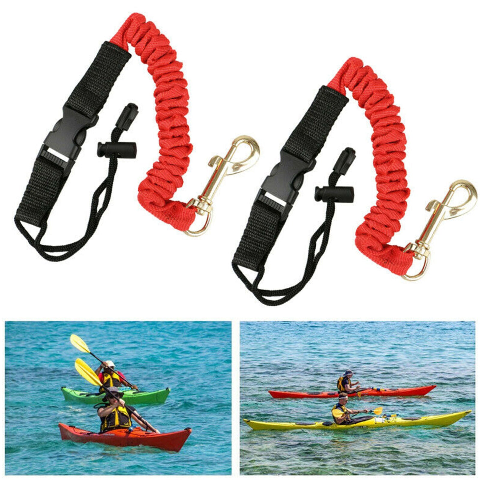 Elastic Coiled Paddle Leash Kayak Fishing Canoe Lanyard Safety Rod Cord Rope
