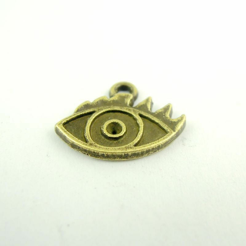 60 pcs Antiqued Bronze Cute Eye Alloy Charm For Bracelet Pendant DIY 16*9*1mm
