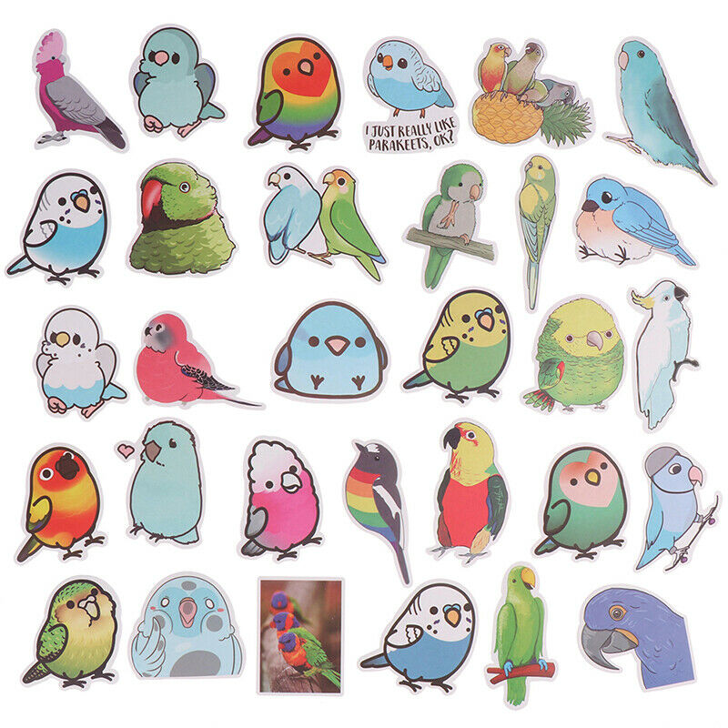 50Pcs Cute Animal Birds Stickers Laptop Phone Skateboard Car Suitcase Dec Kt