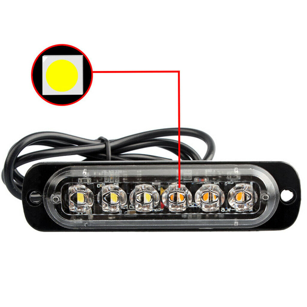 IPX4 18W Car SUV Vehicle Beacon 6 LED White Strobe Flash Light Bar Universal