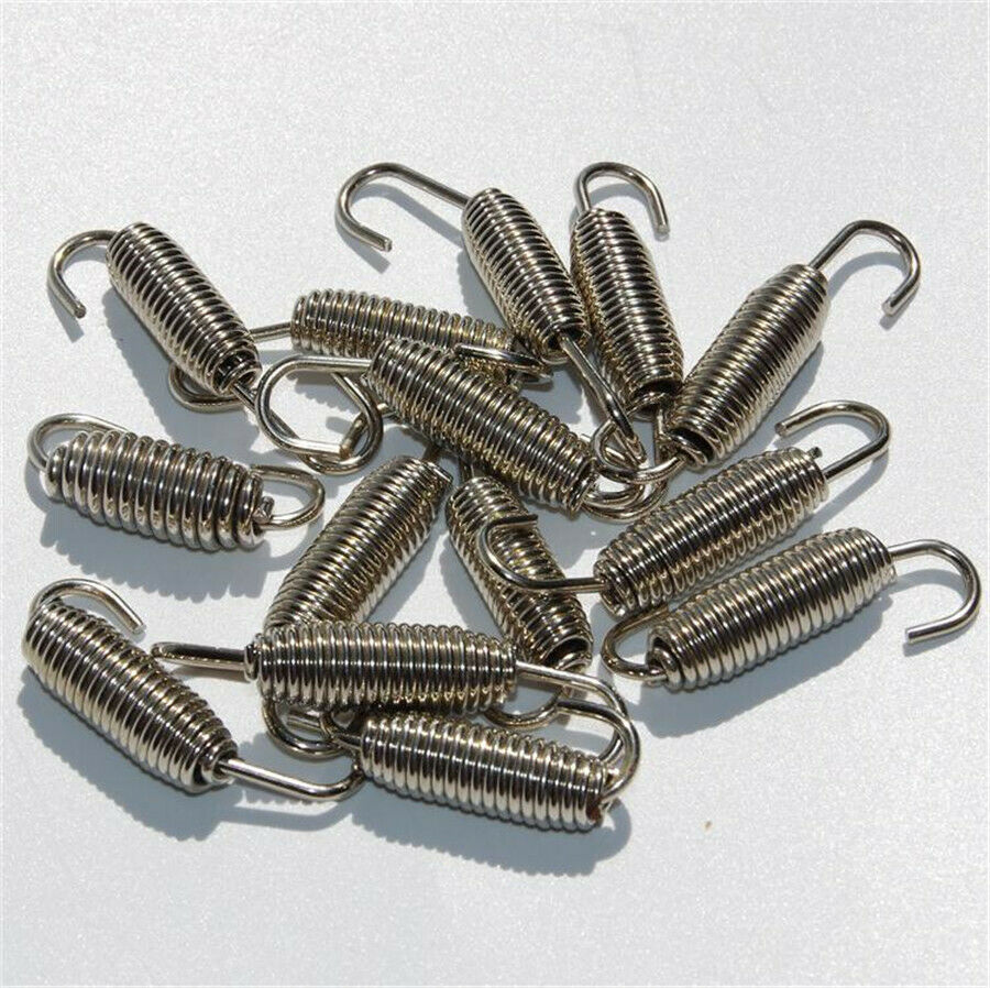 6Pcs 55mm Stainless Steel Motorcycle Exhaust Mounting Spring w/ Welding Fastener