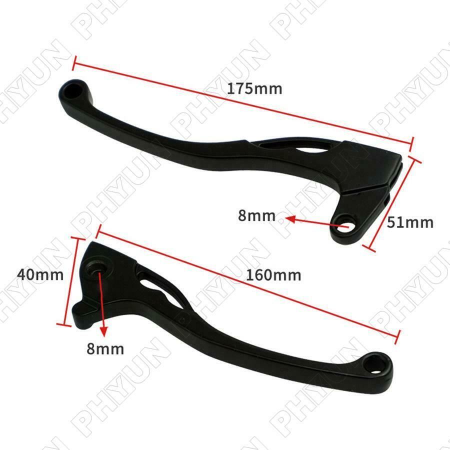 2x 8MM Motorcycle Handle Front Brake Lever Handle Black Aluminum Alloy Universal