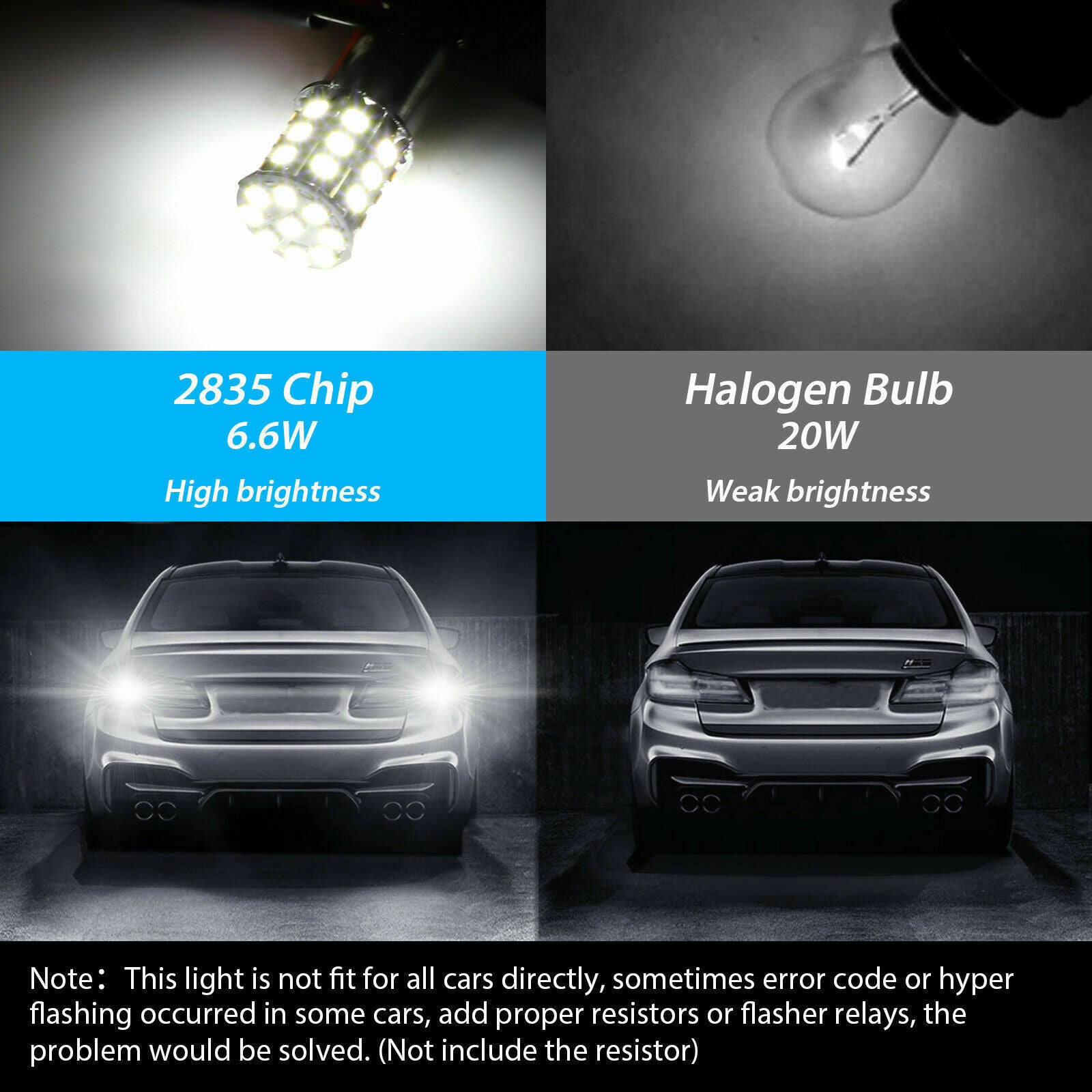 4x 1157 33-SMD White LED Tail Brake Stop Reverse Parking Turn Signal Light Bulbs