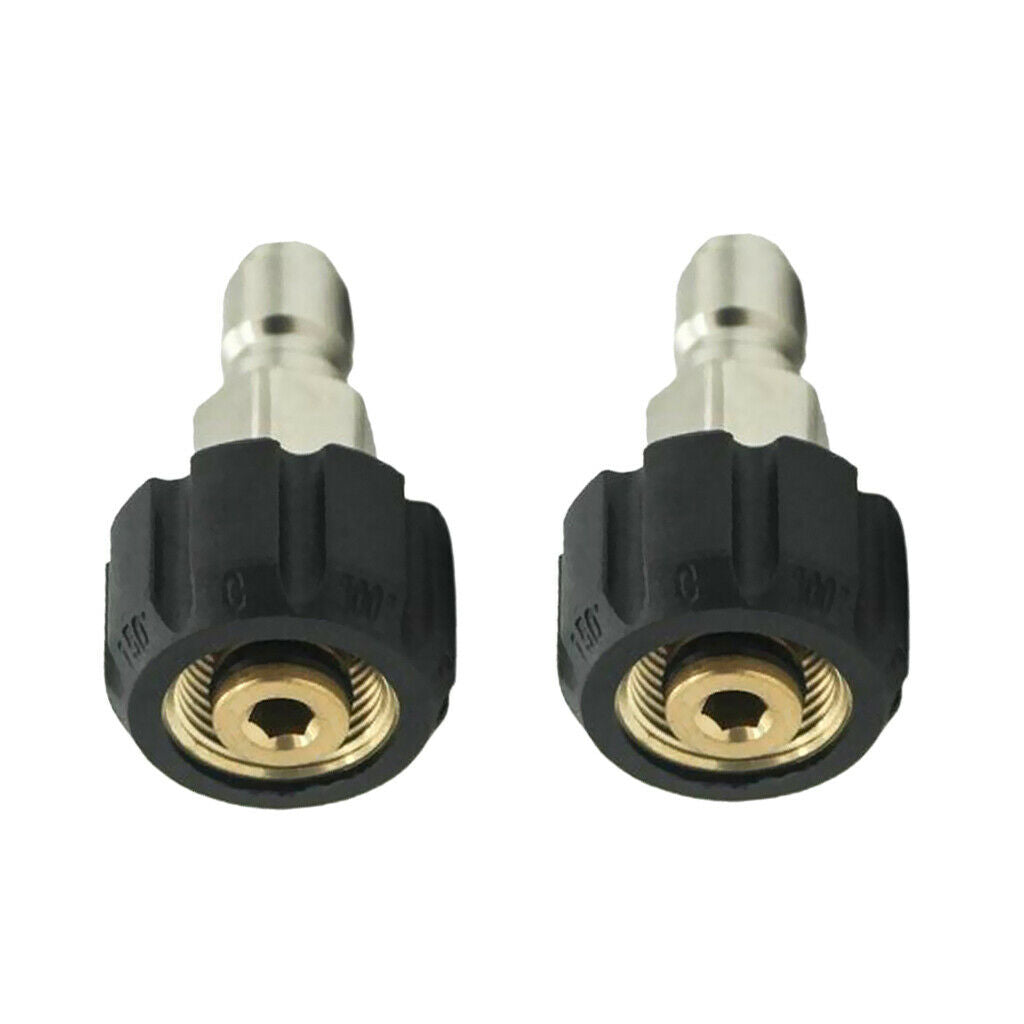 2x Quick Release Female Connector For Pressure Washer 14mm M22x 1/4'' Male