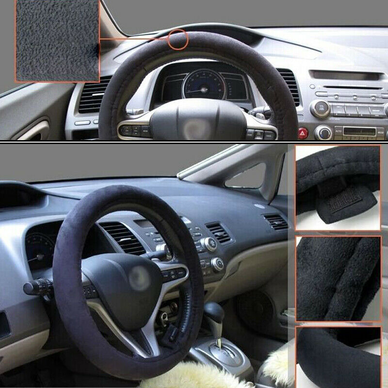 Car Auto 38CM 15" Heated Steering Wheel Cover Heating Warm Winter + Lighter Plug