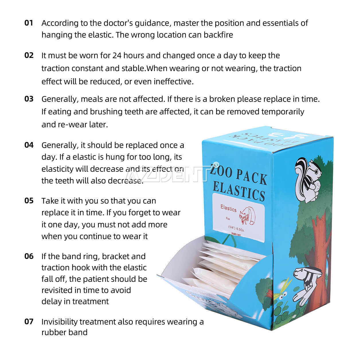 5X Dental Orthodontic Elastic Rubber Bands Zoo Pack 3.5 OZ 1/8 3/16 1/4 5/16 3/8