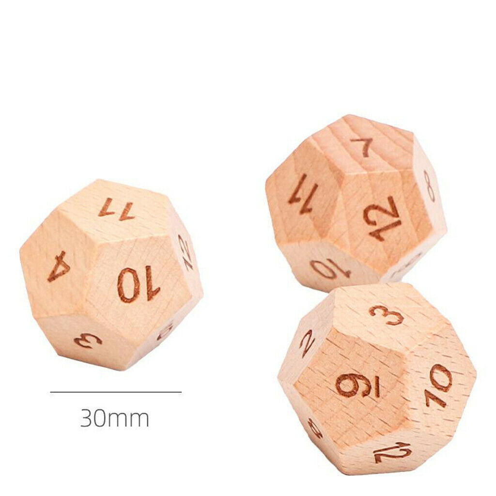 Wooden D12 12-Sided Dice Tabletop Games DND MTG Dice for Family Parties 3cm