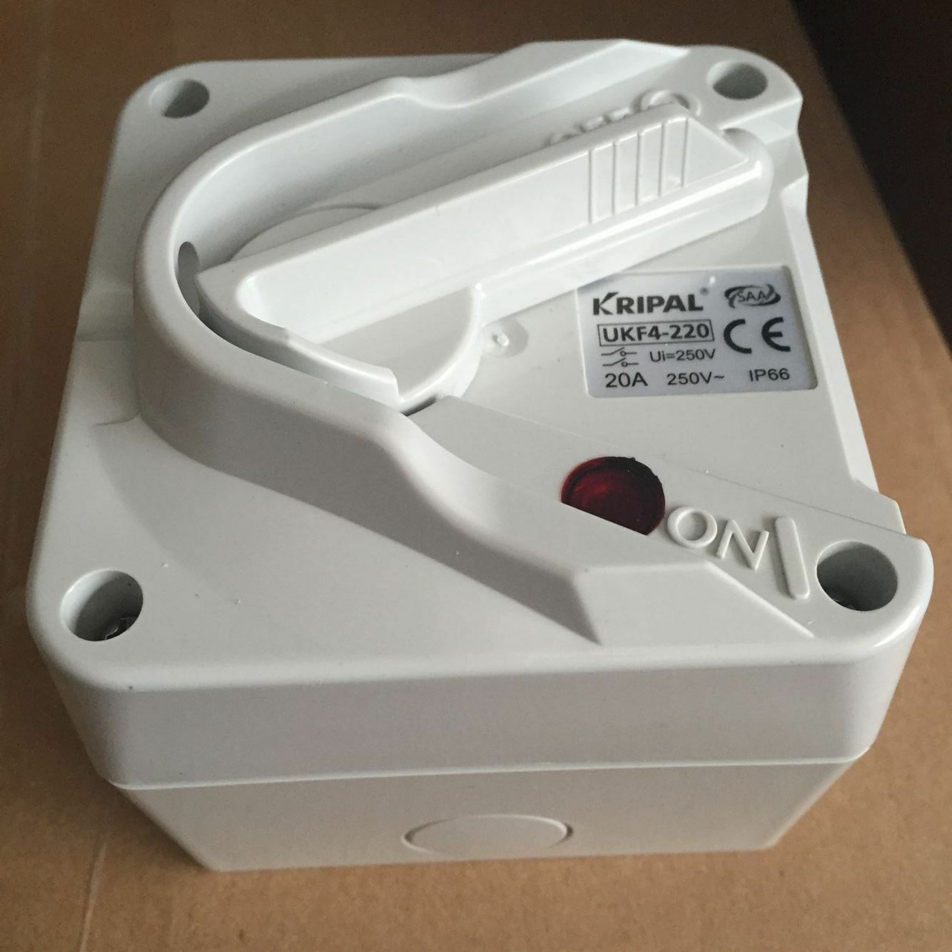 Isolating Switch 20A AC 250V 2 Position(OFF-ON) DPST Red Indicator Weatherproof