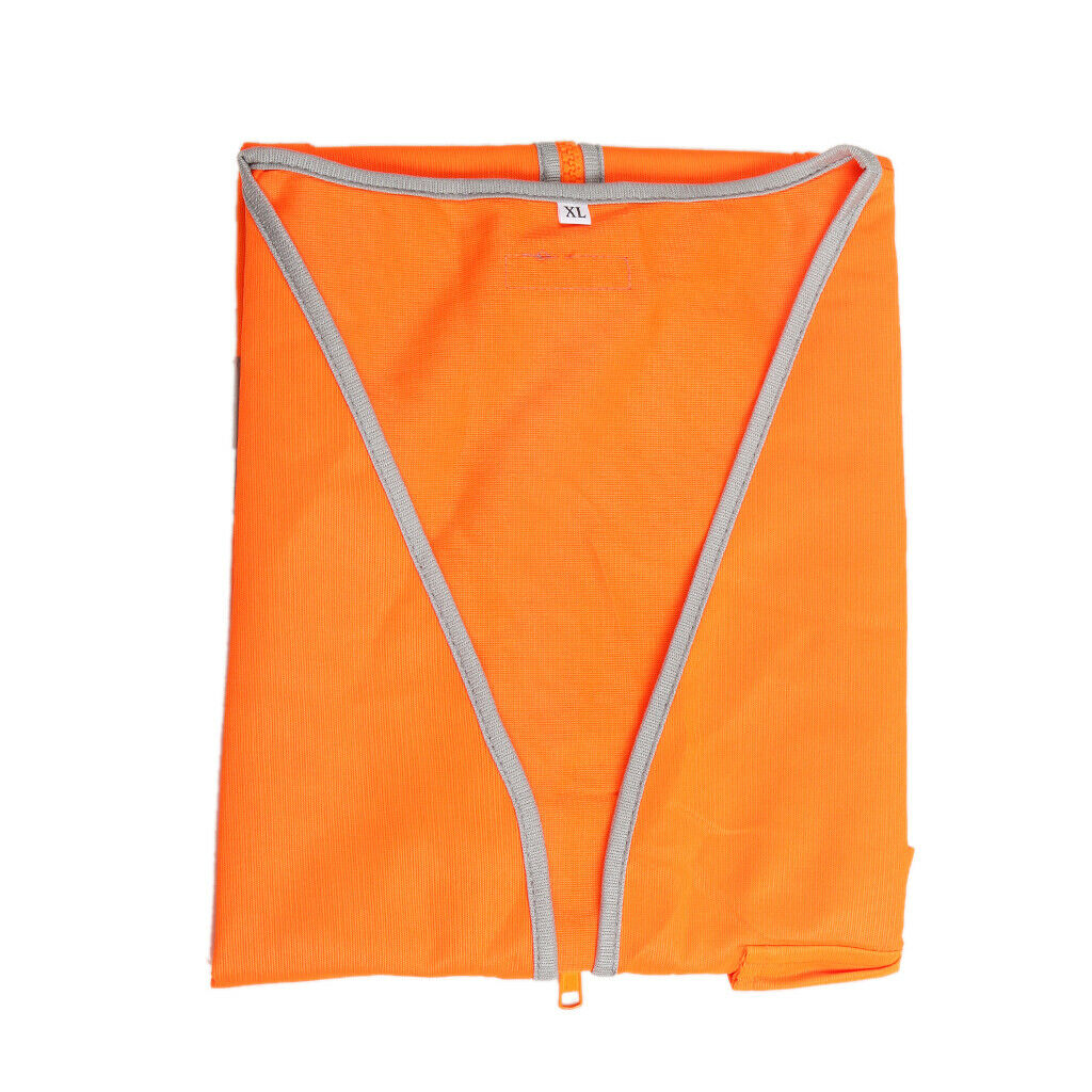Hi-Vis Safety Vest With Zipper Reflective Tape Jacket Waistcoat Orange