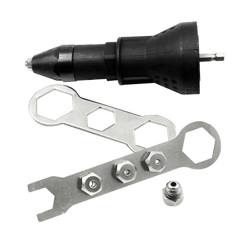 Rivet Gun Adaptor Cordless Drill Electric Nut Riveting Riveter Insert Tool Solid