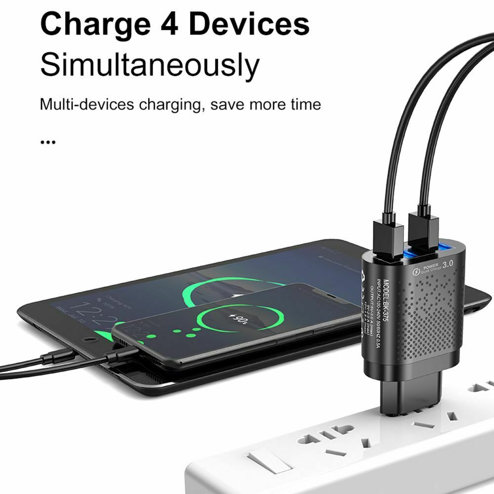 Travel Portable Mobile Phone Quick Charge 4 USB Port Charger Adapter US Plug