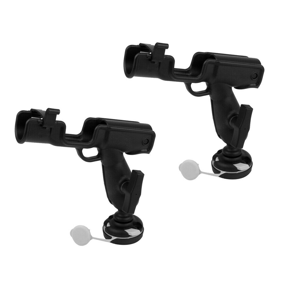 2Pieces Rod Holder Bracket Rotatable Fishing Pole Rack Tube Boat Black