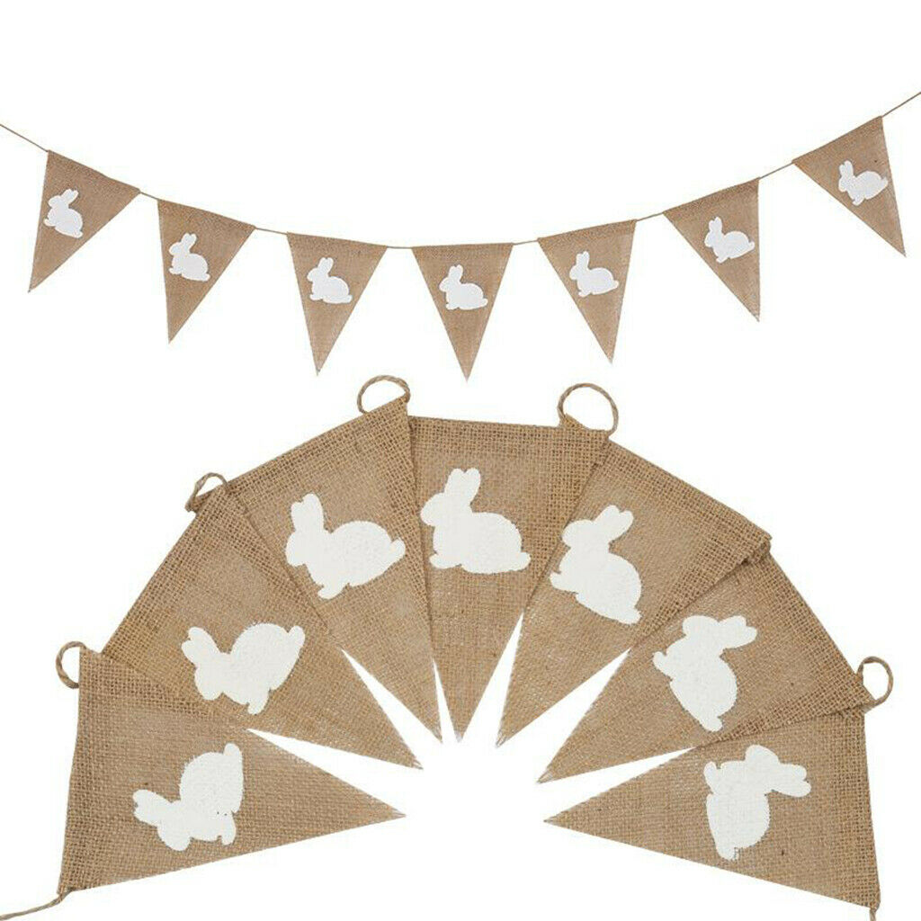 3.5M Cute Triangle Flags Burlap Festival Banner Spring Decor Favors Supplies