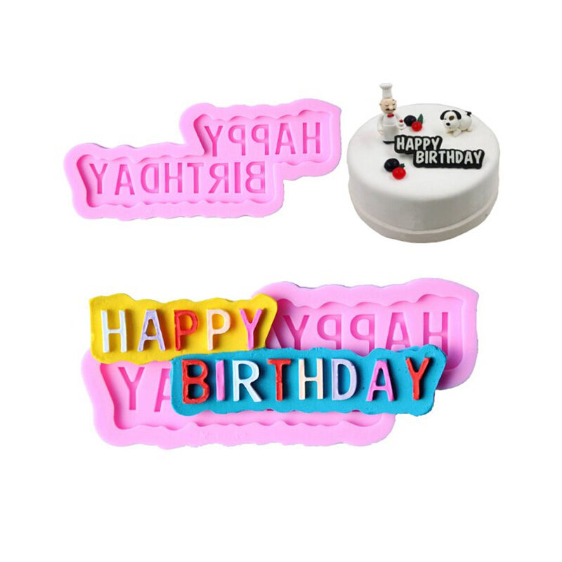 Happy Birthday Silicone Fondant Cake Chocolate Candy Mold Baking Moulds D.l8