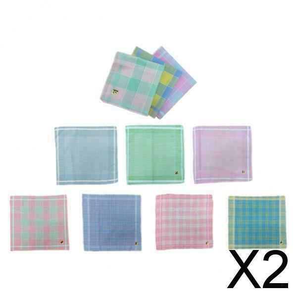 2X 10 Pieces Women's Handkerchiefs Plaid Pocket Square Hankies Kerchief 28x29cm