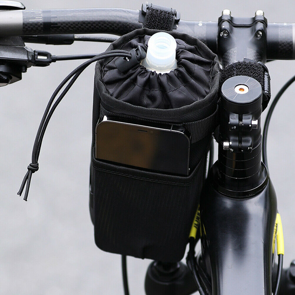 Bike Bicycle Water Bottle Handlebar Cup Holder Bag Stem Insulated Bag Accessory