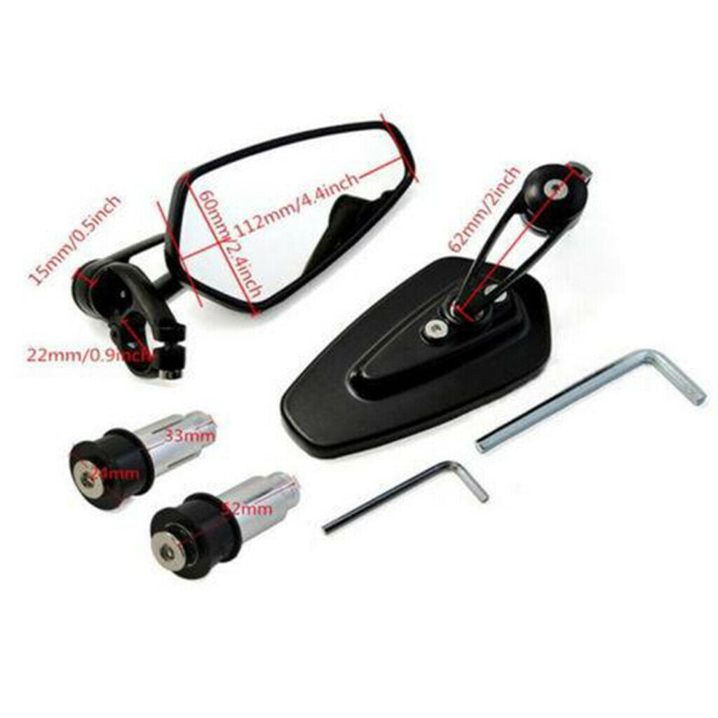 2pcs Oval CNC Motocycle Side Rearview 22mm Side Mirror 360 Degree for ATV
