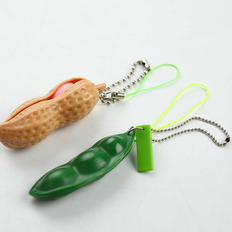 2pcs Peanut Edamame Toys Peas Beans Keychain Pops Decompression Squee.l8