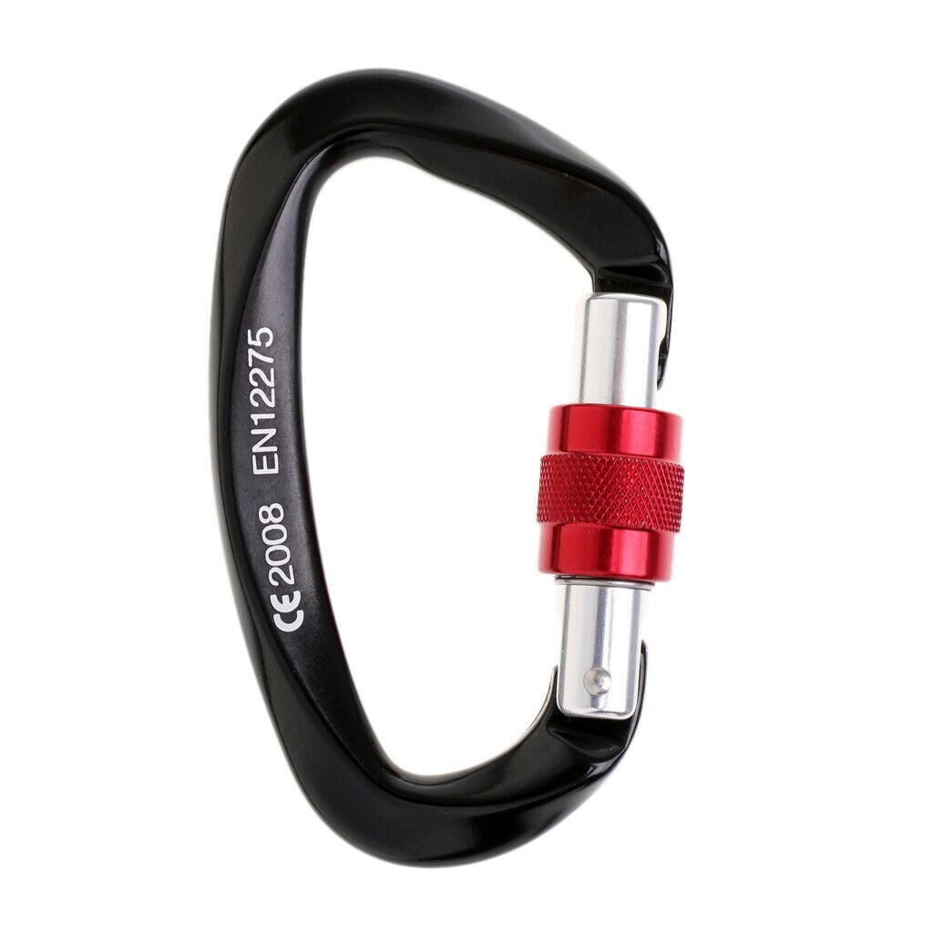 Carabiner Screw Lock Spring Link Buckle Keychain for Hiking Dog Leash Black
