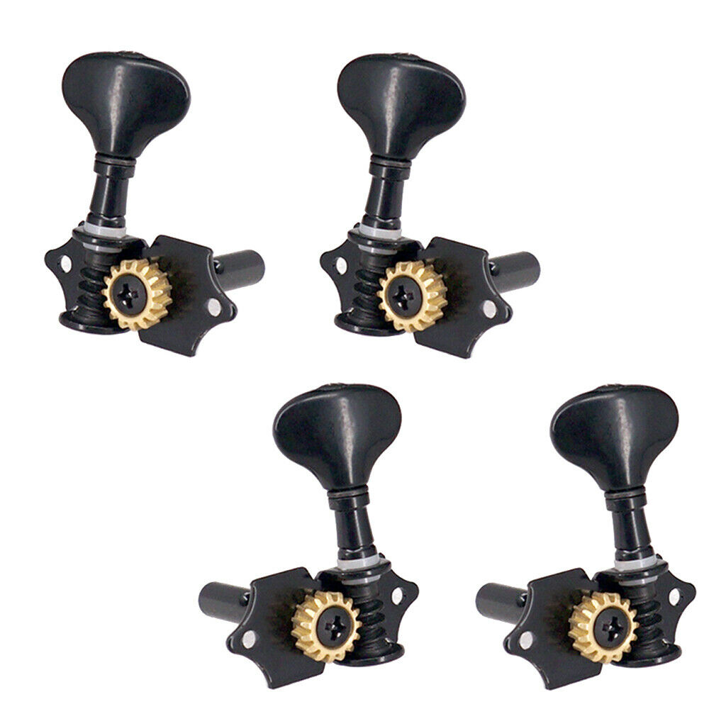 4pcs 2R2L String Tuning Peg Gear Electric Ukulele Tuner Machine Heads Black