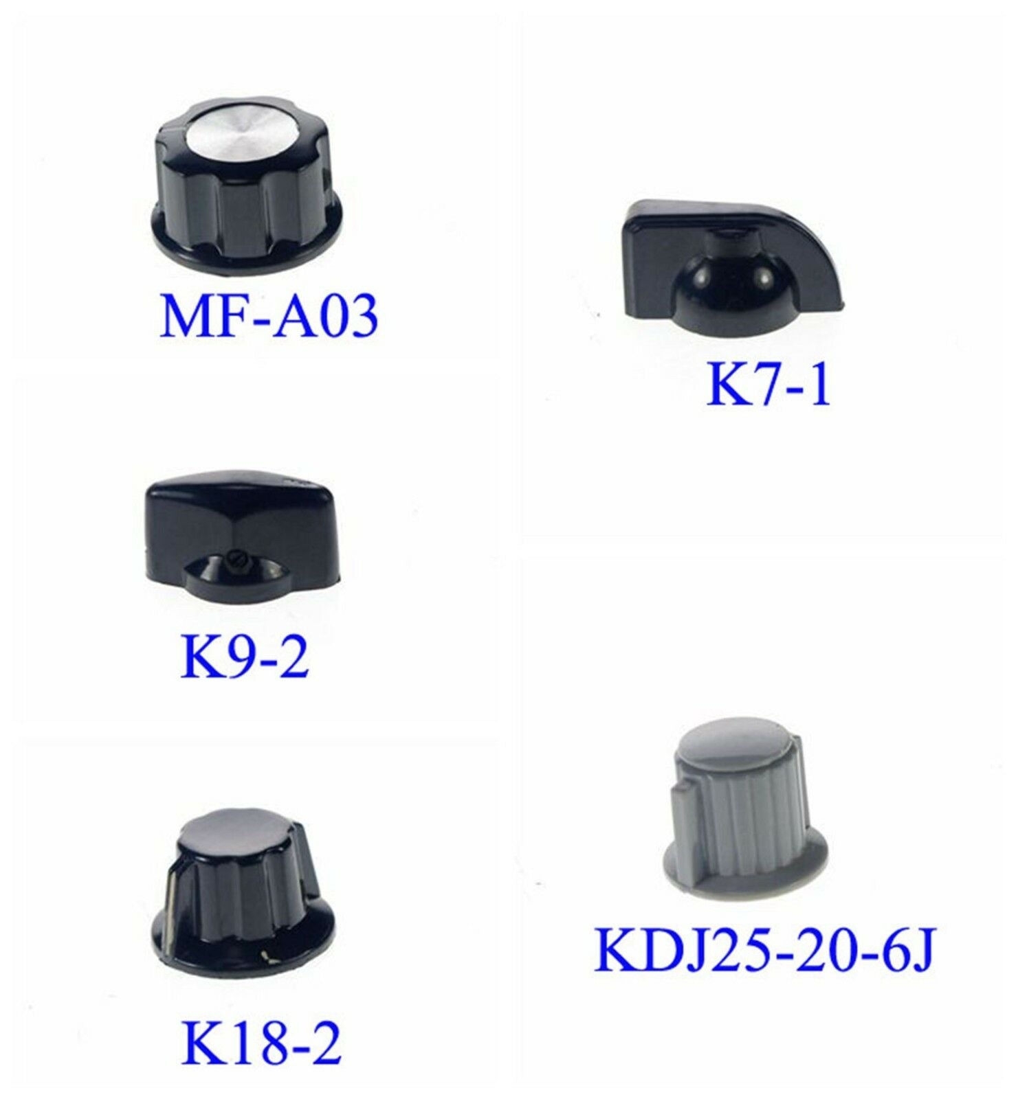 Rotary Rotate Knob Hat 6mm Diameter Mounting K7-1 MF-A03 K9-2 K18-2 KDJ25-20-6J