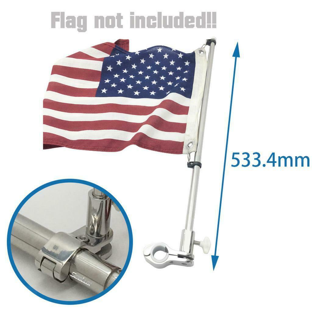 Marine Grade Flag Pole Tube  with Ring Clip Polished L:533.4mm Boat Hardware