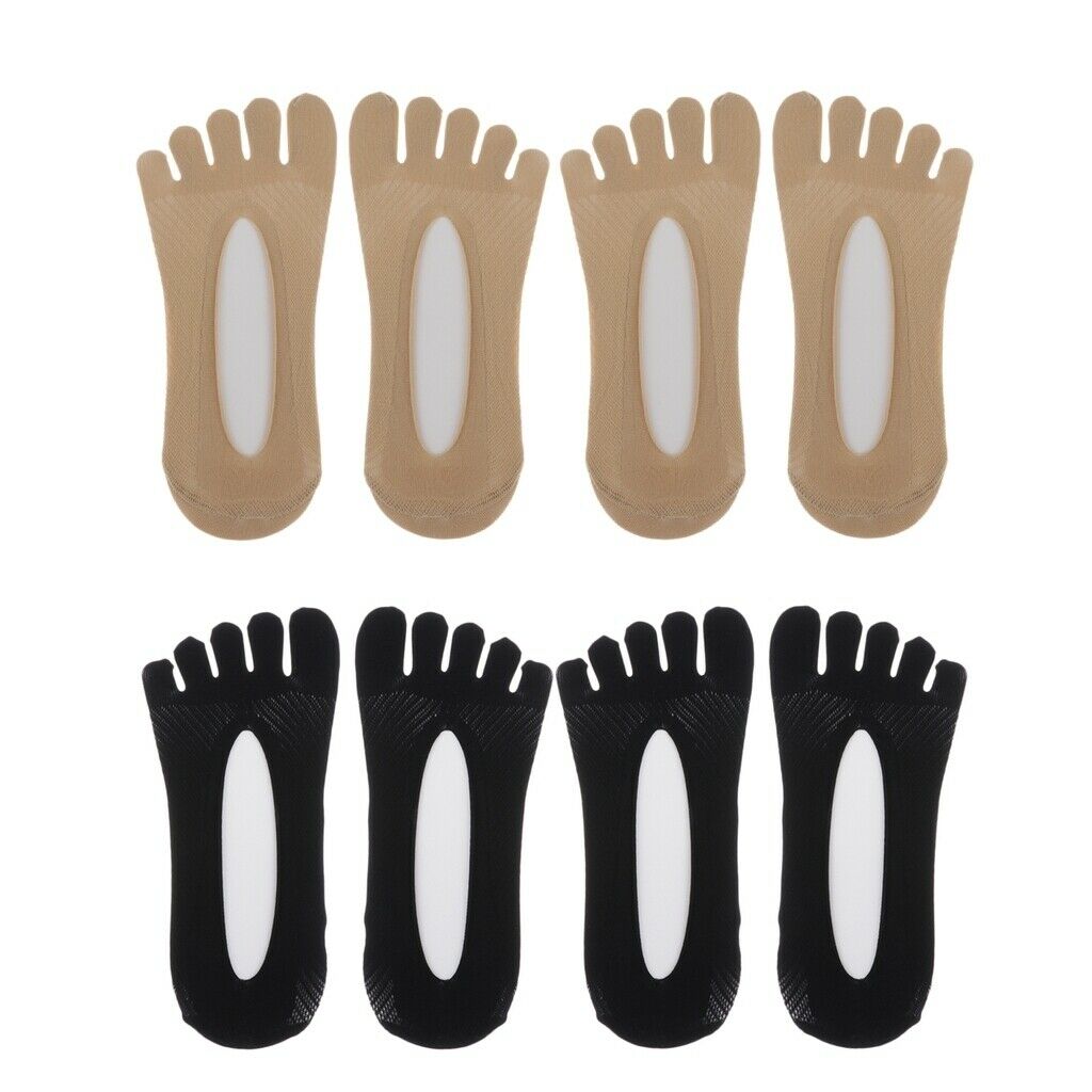 4 Pairs of Invisible Low Cut Socks for Women with Five Fingers of The