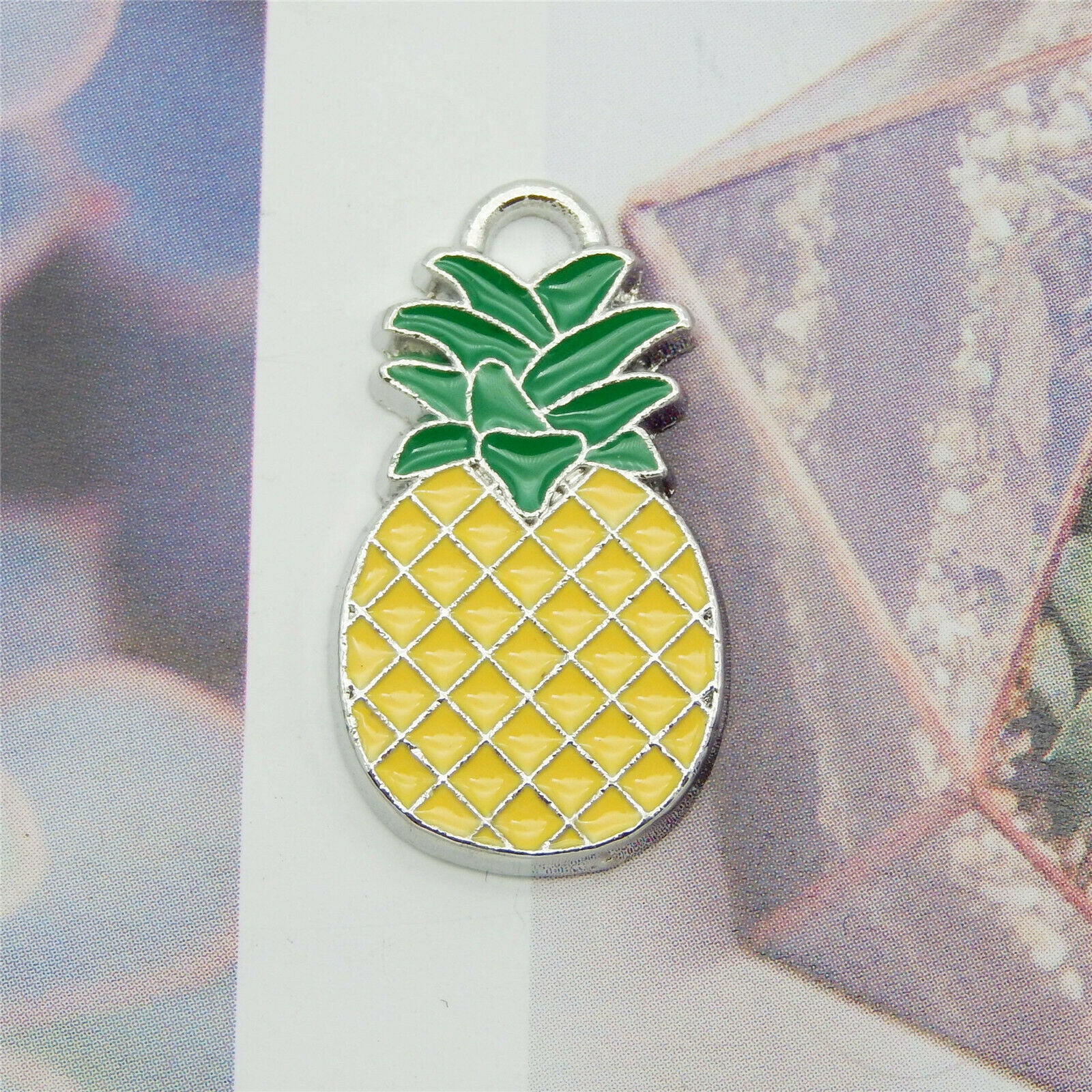 Wholesale Alloy Yellow Pineapple Design Pendant Charms Jewelry DIY Crafts 15pcs
