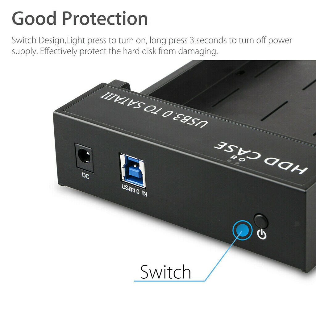 USB 3.0 2.5''/3.5'' SATA Hard Drive Enclosure HDD SSD Disk Case Housing with LED