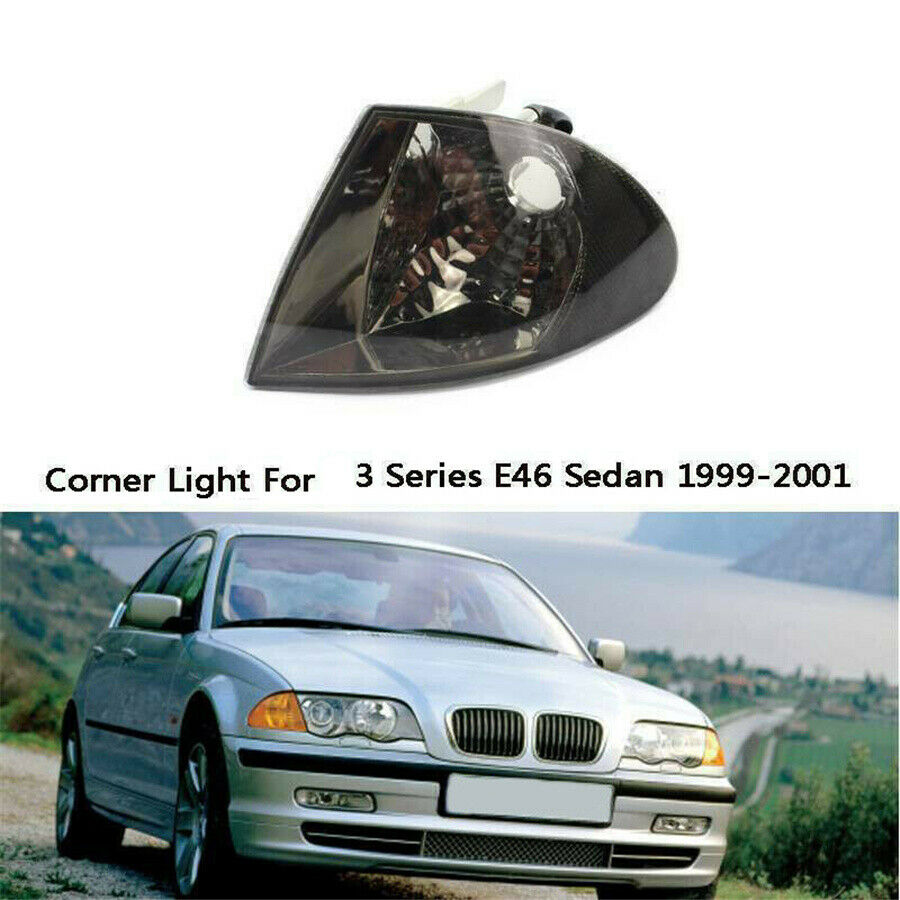 Pair For BMW 3 Series E46 1999 2000 2001 Smoke Turn Signal Corner Light Housing