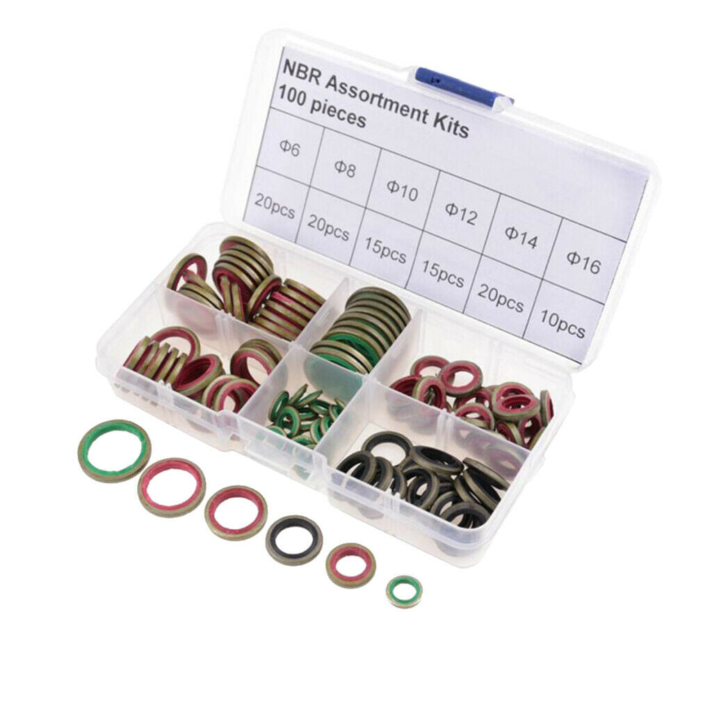 100x M6 M8 M10 M12 M14 M16 Motorcycle Seal Washer Gasket Pads Sealing Ring