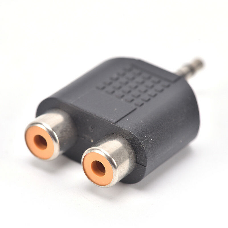 2x 3.5mm Male to 2 RCA Female Y Splitter AV Audio Video Plug Converter Ada.l8