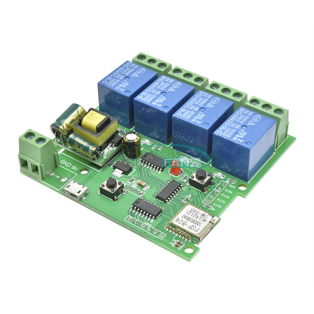 4-Channel WiFi Wireless Relay Delay Switch 4-way Control AC 220V for Smart Home