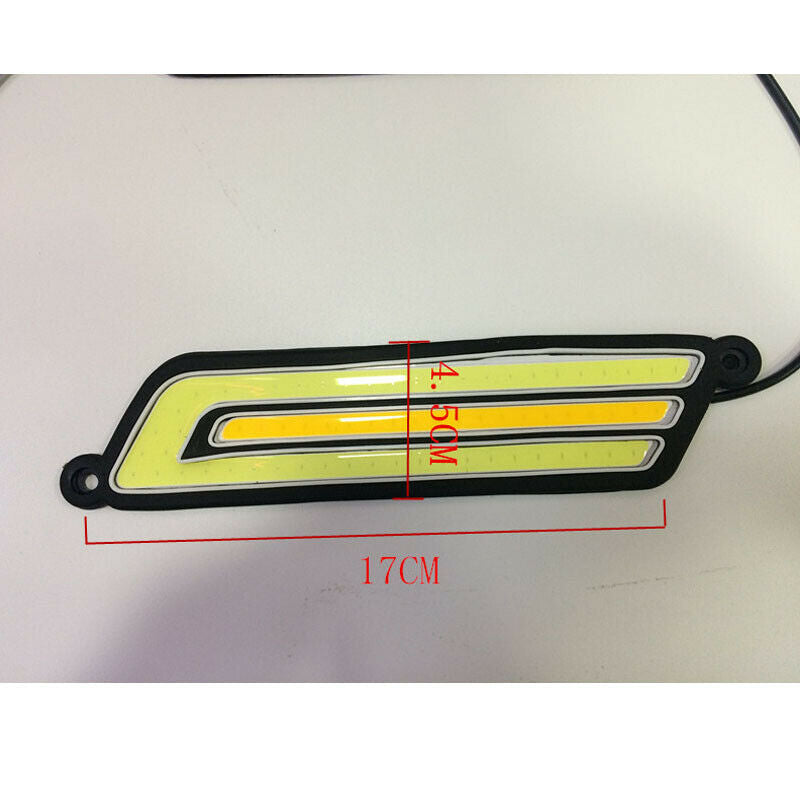 Pair U Shape COB White + Amber LED Light Car Daytime Driving Light DRL Lamp 12V
