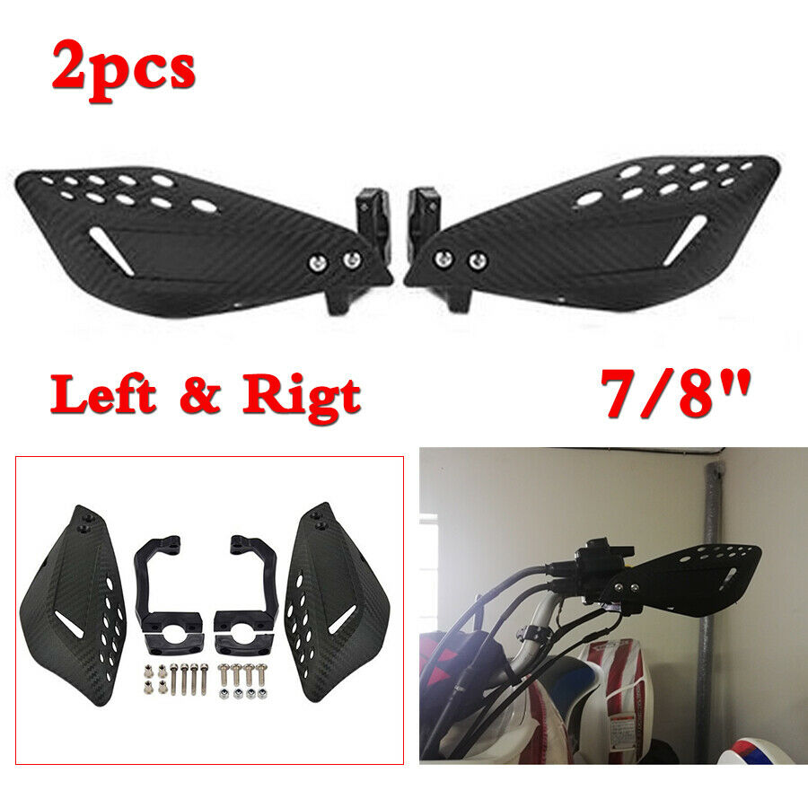 Pair Motorcycle 7/8" Handlebar Guards Handle Protector Shield Carbon Fiber Style