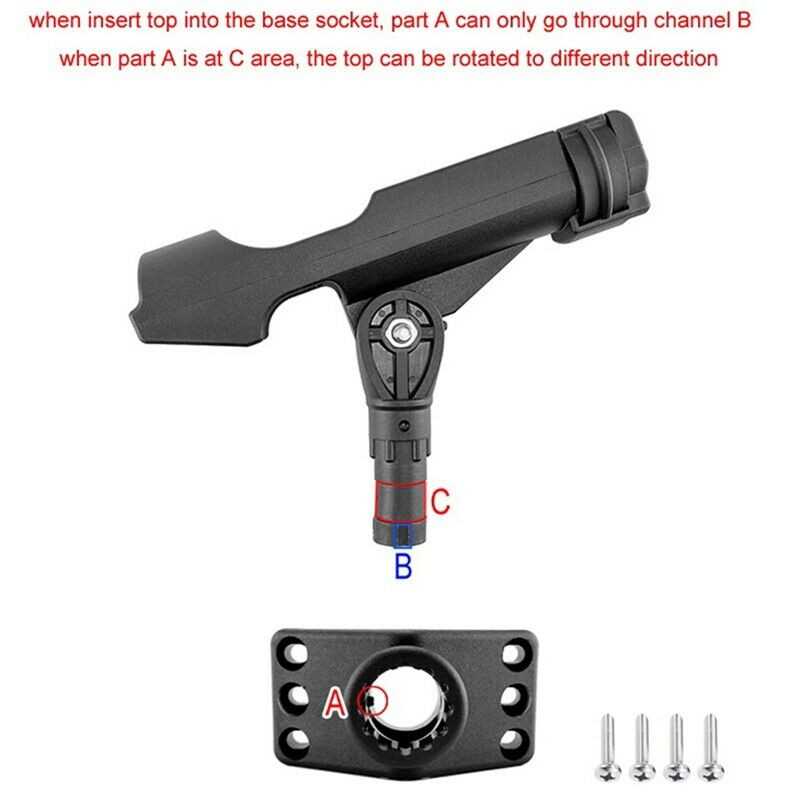 Rowing Boats Kayak 360 Degrees Rotatable ABS Fishing Rod Holder Adjustable FH6K3