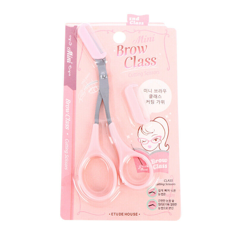 Eyebrow Eyelash Hair Scissors Comb Trimmer Pink Stainless Steel Tool Eye broFCA