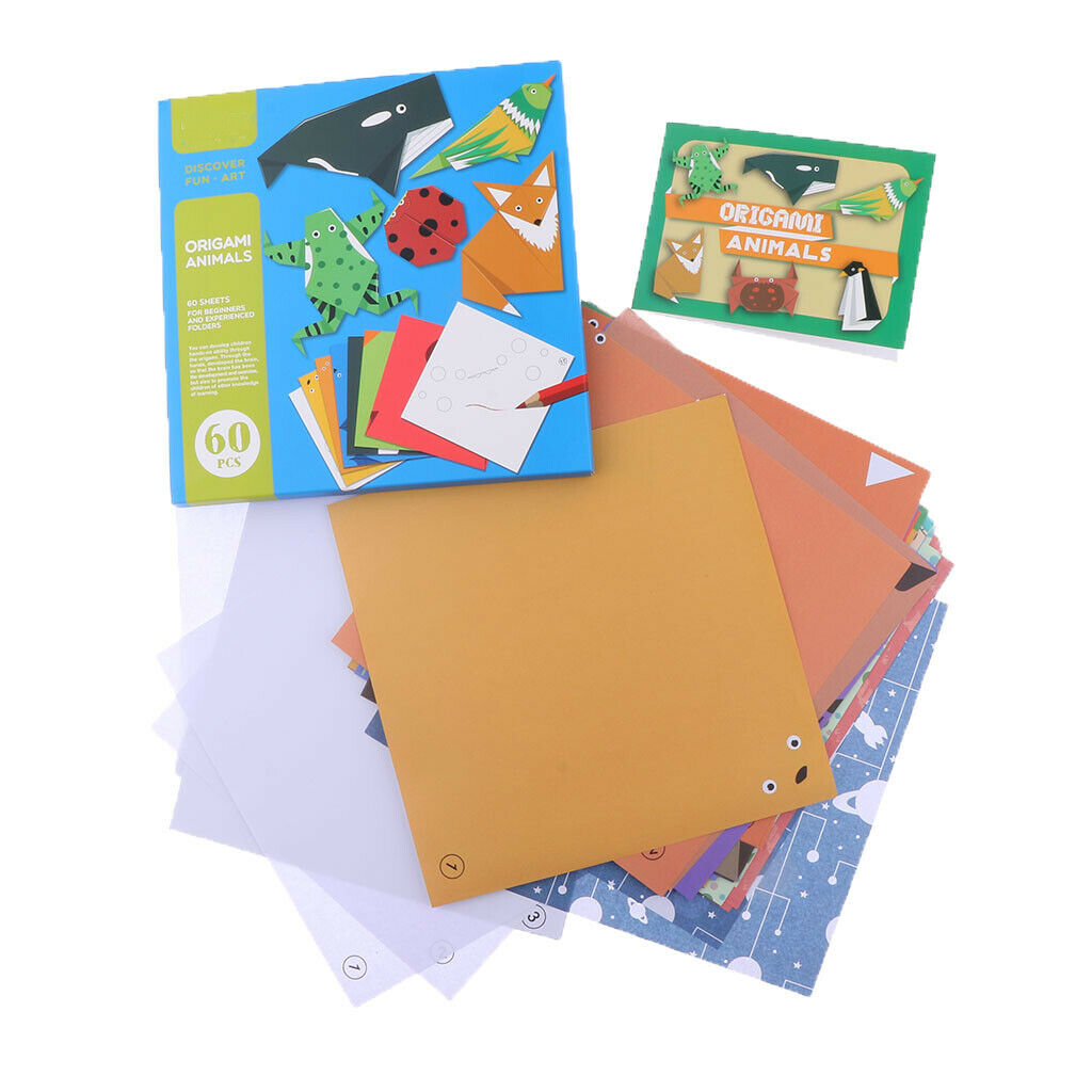 60 Pieces Cute Animals Patterns Origami Paper with Vibrant Colors for Kids