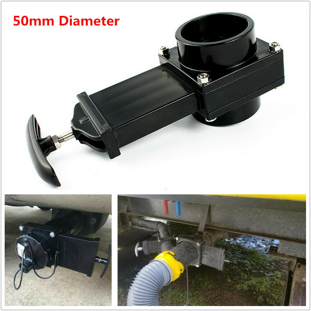 50MM RV Sewer Standard Waste Valve Dump Drain with Plastic Handle for Campervan