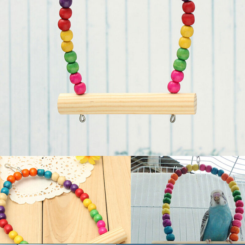 1x Great Wooden Bird Parrot Swing Toys Parakeet Cockatiel Lovebird Budgie.l8