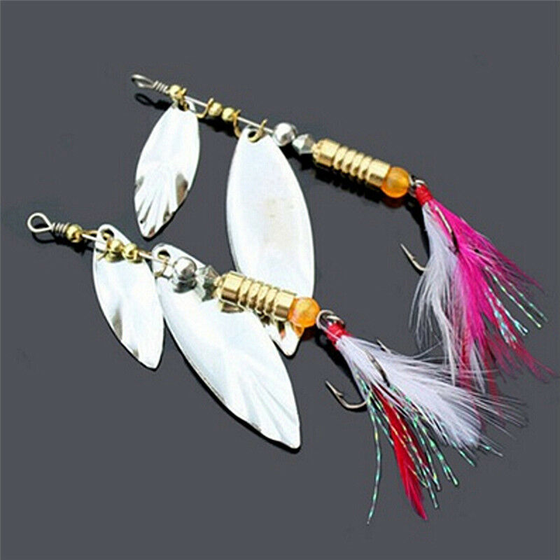 Hook Treble Spinner Bait Tackle Lures Sequins Spoon Feather Fishing Paille.l8