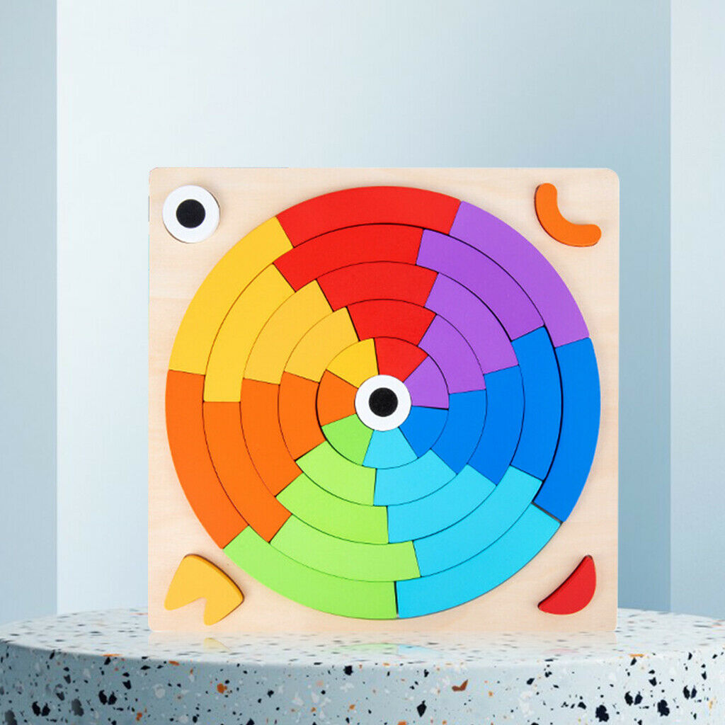 Building Blocks Wooden Rainbow Jigsaw Stacking Development Game for Toddlers